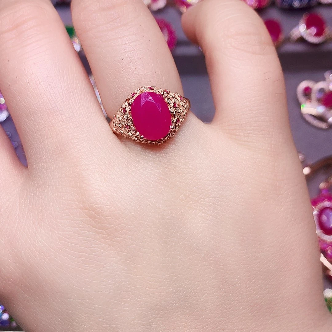 银S925镶嵌戒指红宝石