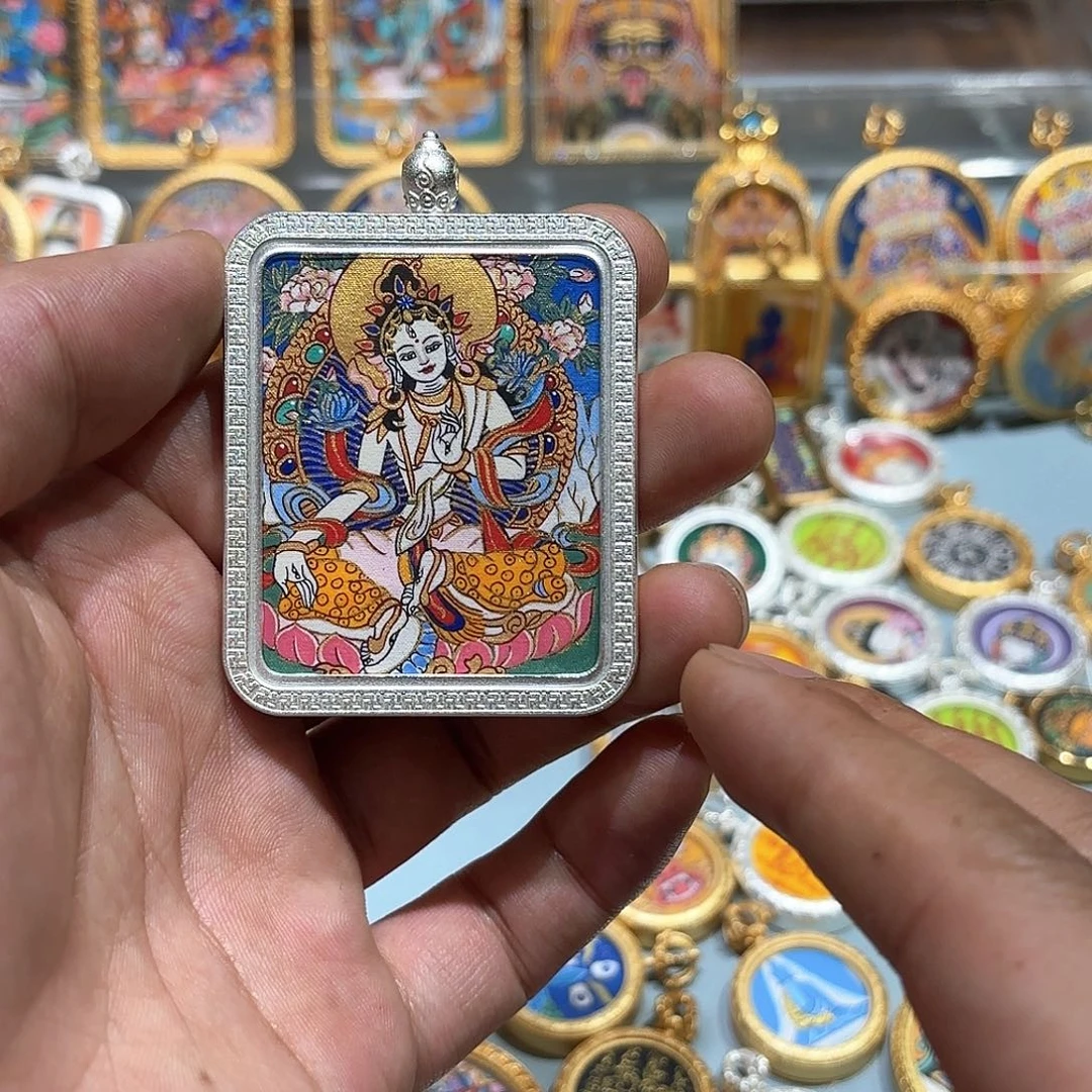 吊坠予*?纯手绘唐卡白度母