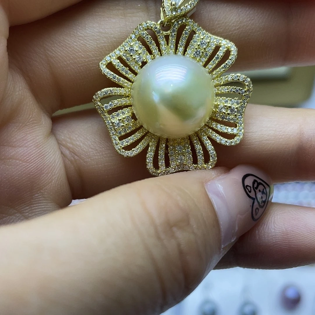 海水珍珠银S925镶嵌颈饰