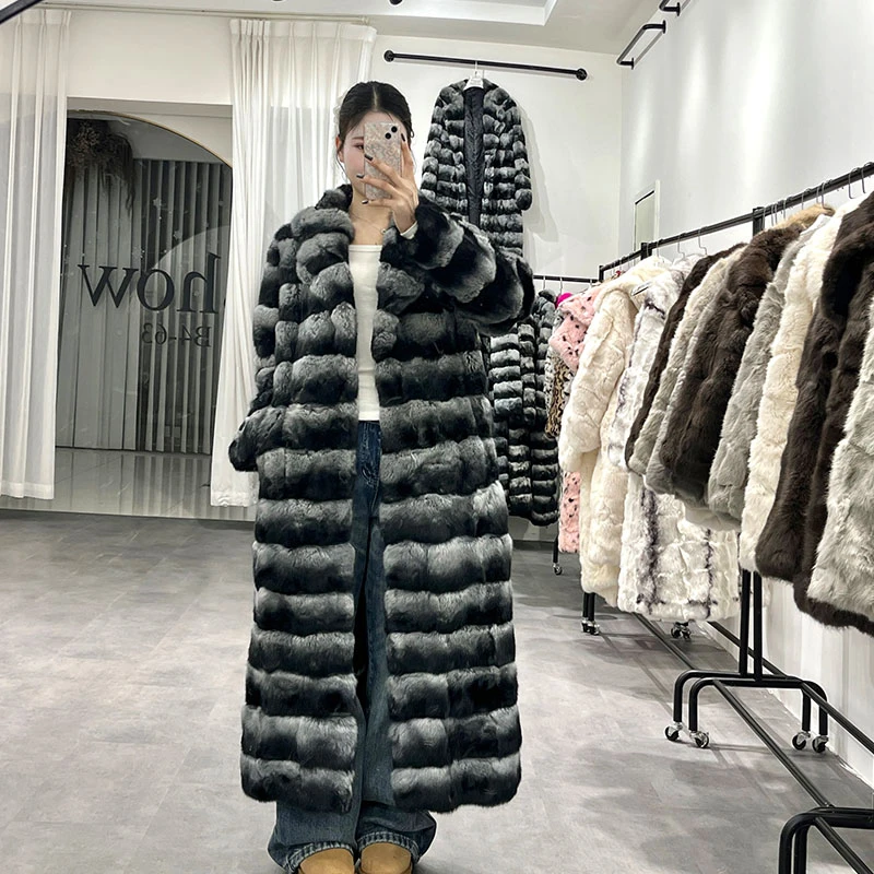 反季清仓 安哥拉兔毛龙猫皮毛一体年轻时尚长款大衣毛毛外套女