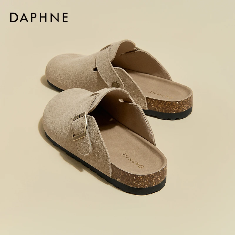 达芙妮潮流小众勃肯鞋女2025春新款英伦风勃肯半拖鞋休闲百搭单鞋