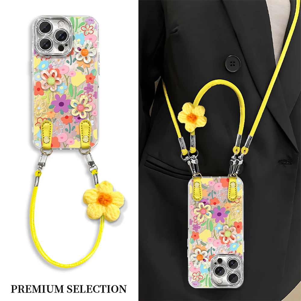 黄色多巴胺花朵适用VIVO苹果16荣耀OPPO华为P70小米手机壳ZX00433