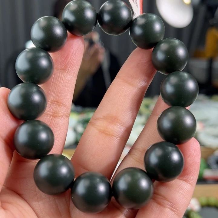 手链未镶嵌和田玉纯天然新疆河道黑青卡16