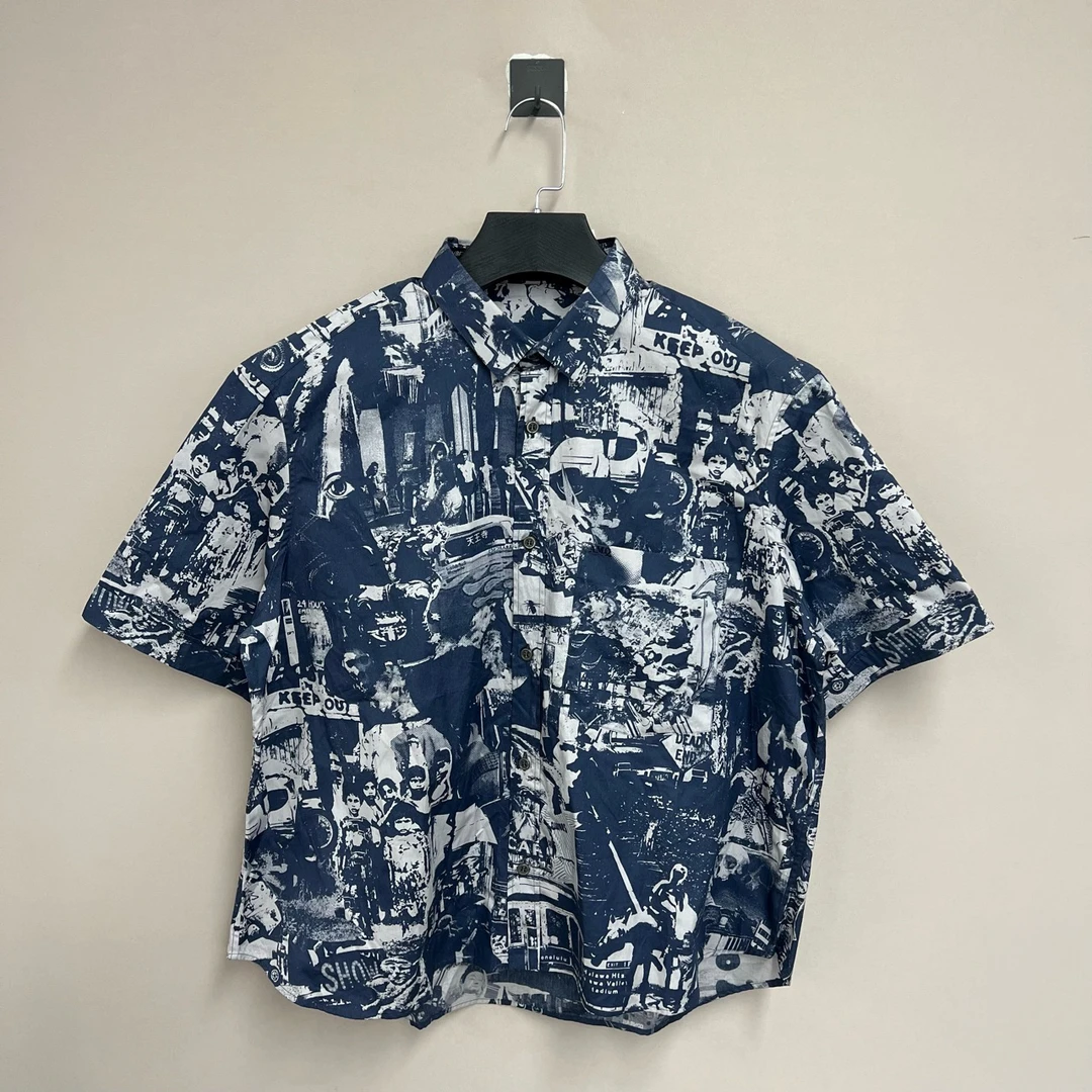 99新 Alexander McQueen/亚历山大·麦昆 漫画短袖衬衫/48码