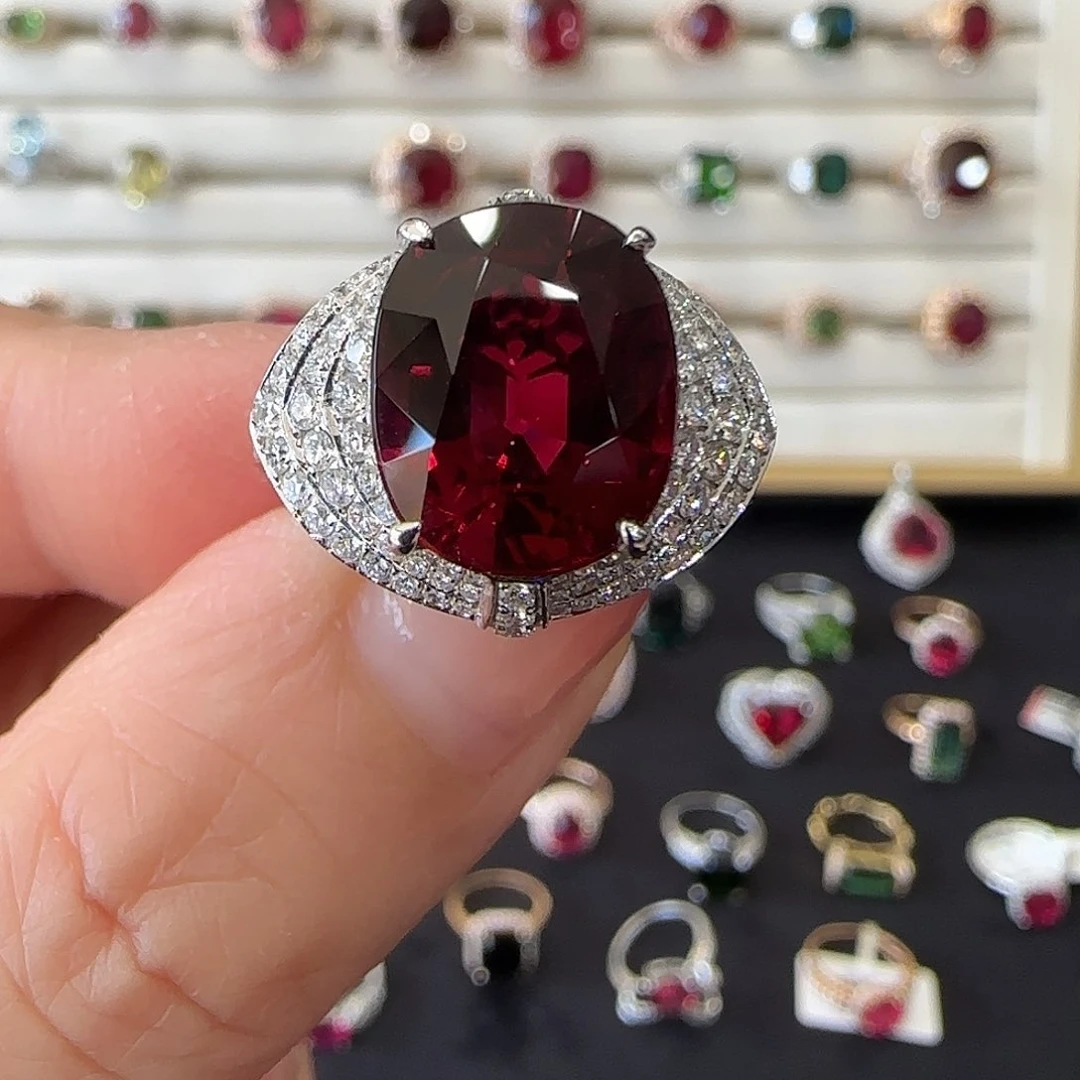 碧玺戒指18K金镶嵌5.55ct