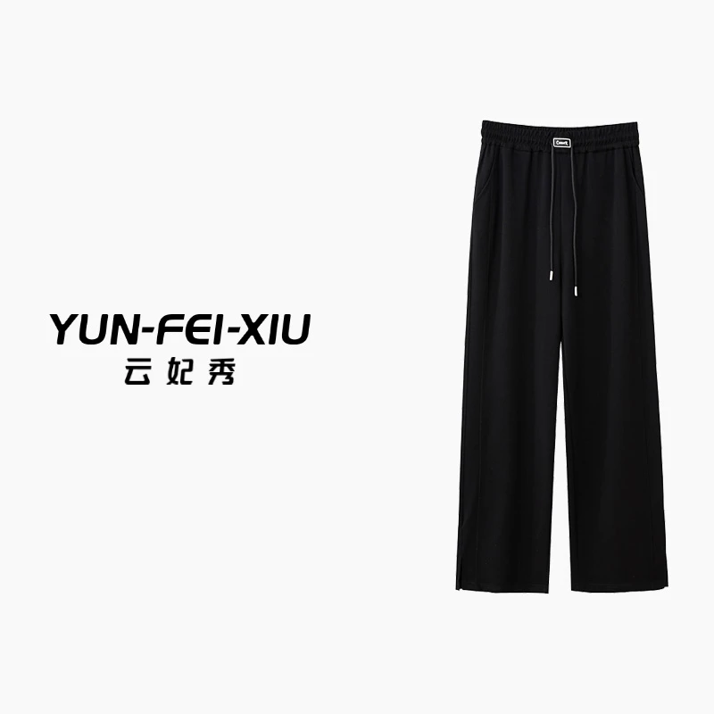 云妃秀大码女装休闲裤简约百搭时尚束腰微胖显瘦气质遮肉春季9003
