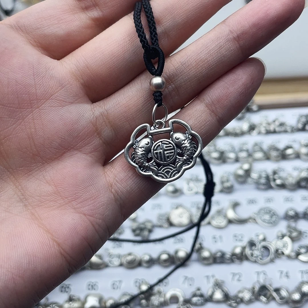 足银足银999镂空福字双鱼锁