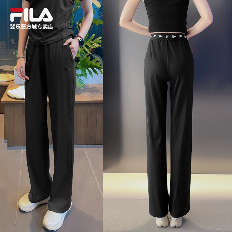 Fila/斐乐【凉感冰皮裤】25新款女夏季松紧腰显瘦直筒裤F11W538604F