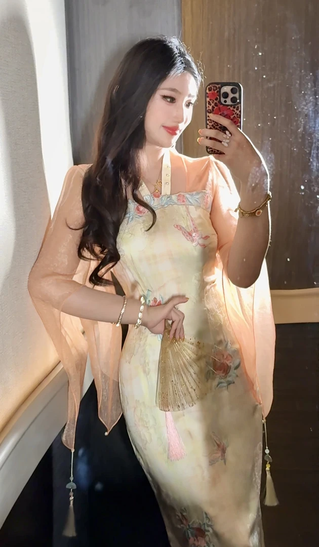 【媛珠 橙花缪斯】重工刺绣新中式国风仙气旗袍连衣裙提花印花长款