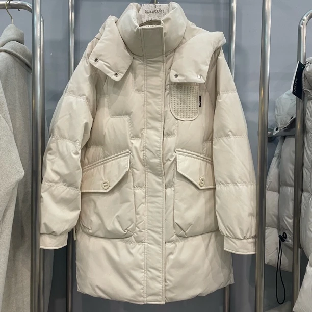 麦寻专柜正品中长款连帽加厚保暖时尚简约百搭女士外套YRMZQ002