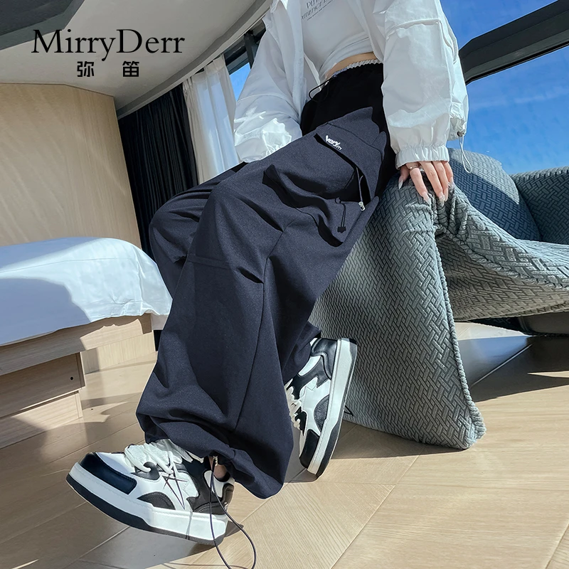 MirryDerr/弥笛休闲直筒工装裤女2025秋季新款高腰束脚宽松阔腿裤