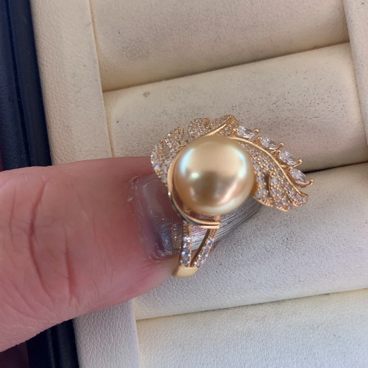 银S925镶嵌戒指海水珍珠