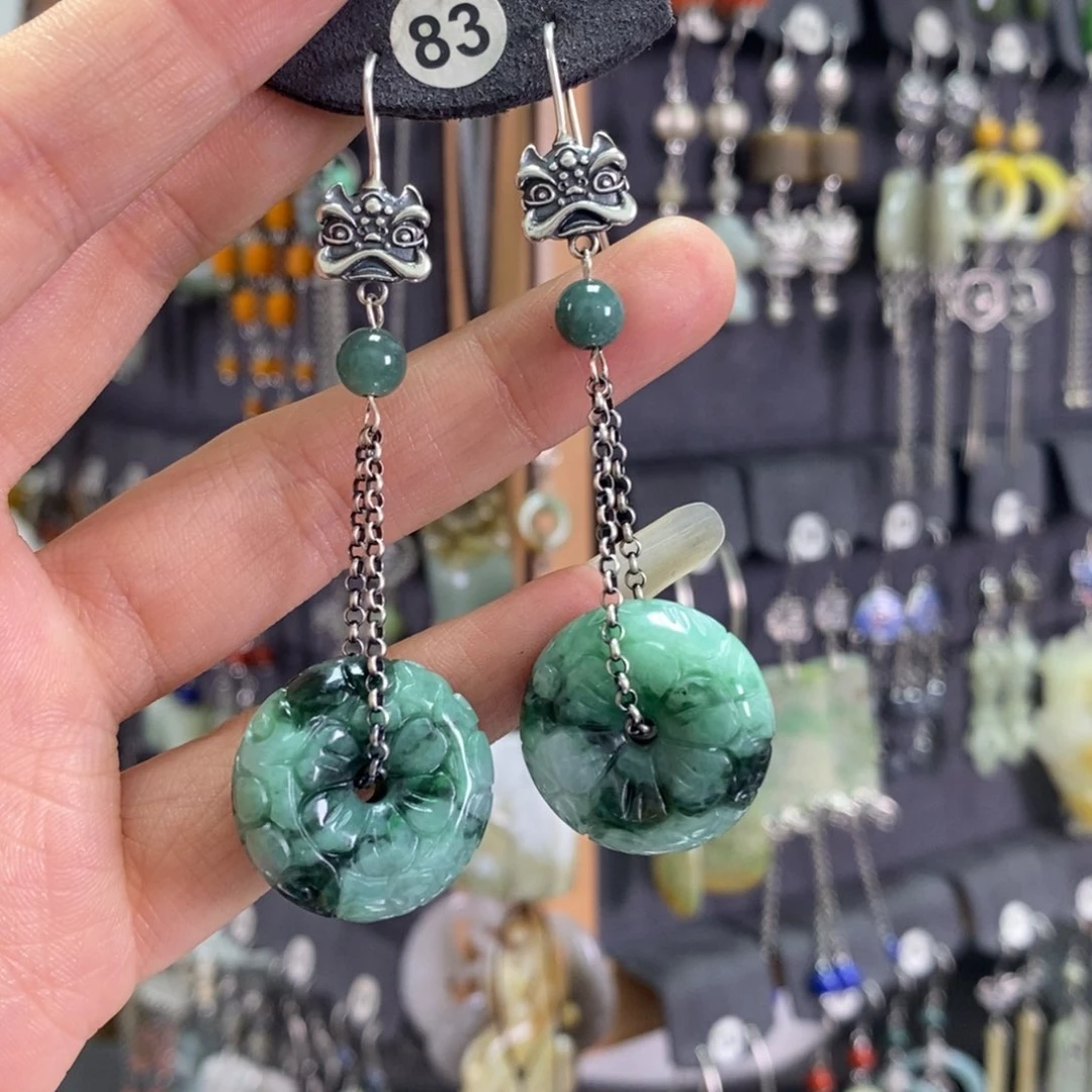 翡翠耳饰银S925镶嵌?***?X21