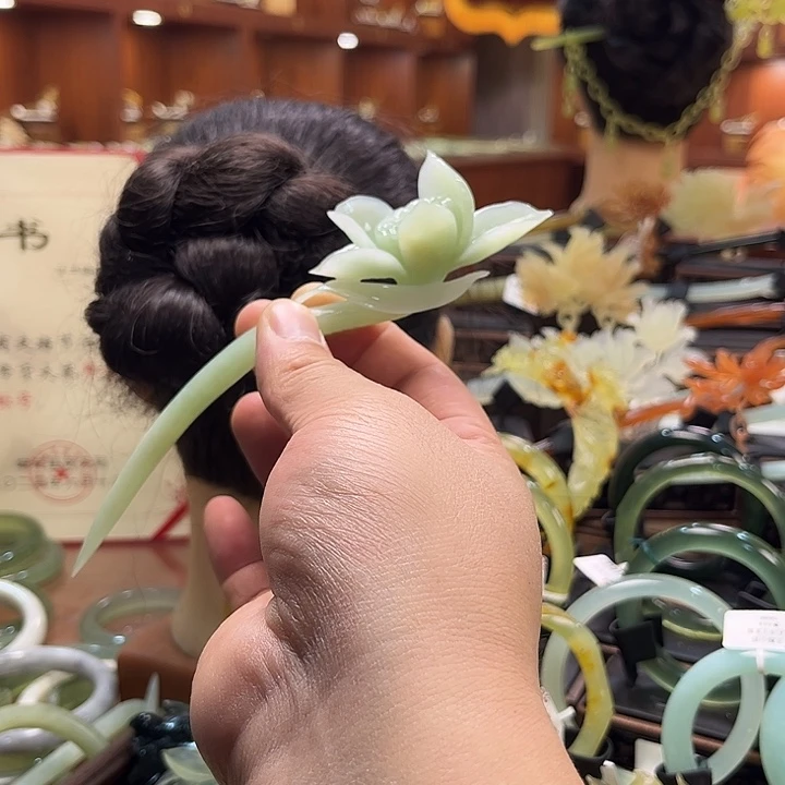 蛇纹石玉合金发饰