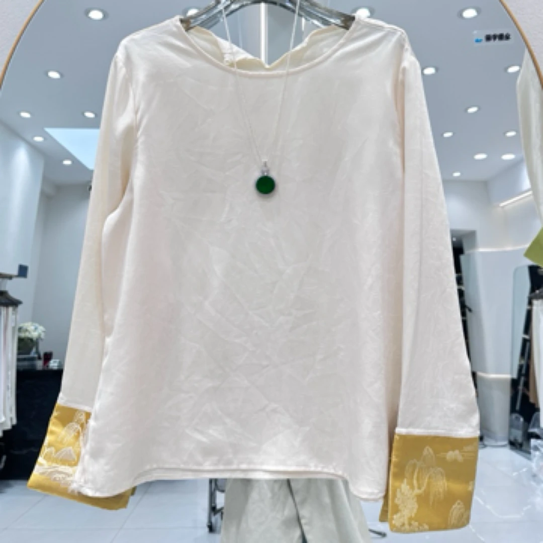 国风圆领打底衬衣