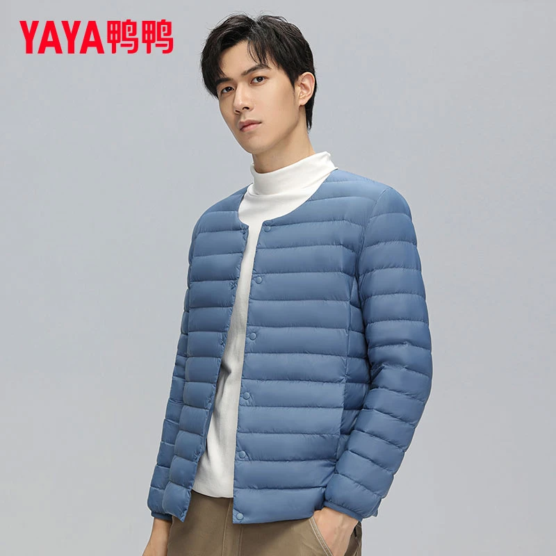 鸭鸭新款轻薄羽绒服男修身显瘦冬季圆领保暖内胆百搭休闲冬季外套