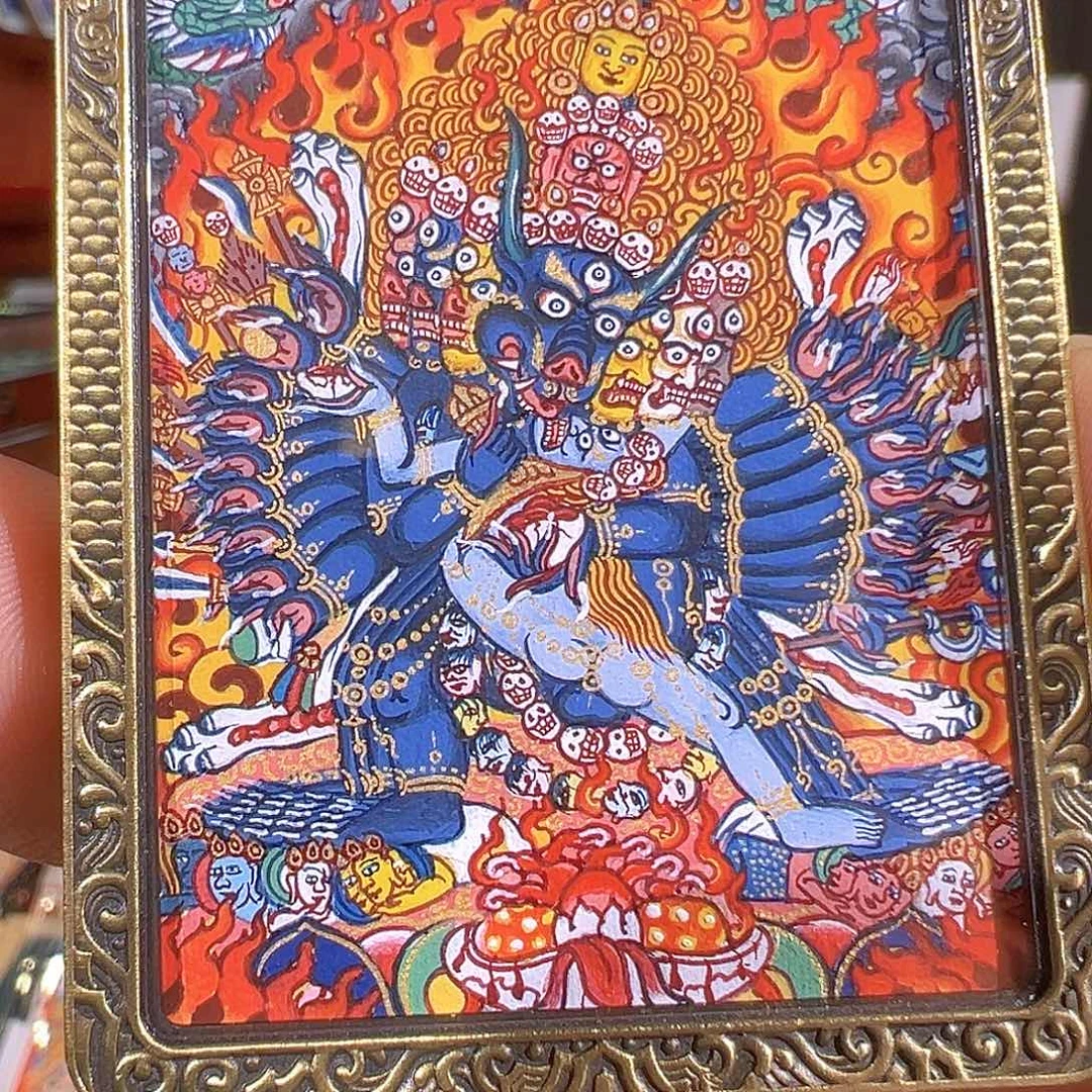 吊坠全手绘热贡唐卡大威德
