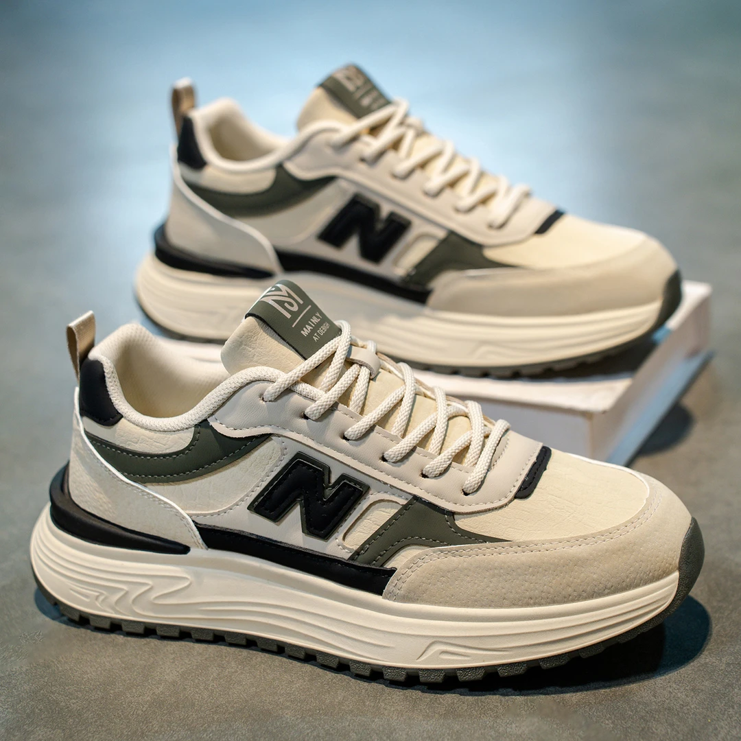 男鞋2025年时尚新款秋季百搭潮流青年休闲运动厚底增高轻便老爹鞋