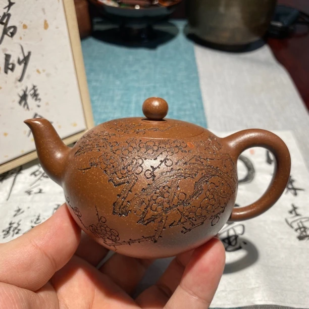 王广佳全手工紫砂壶圆珠壶220cc原矿红降坡名家紫砂壶