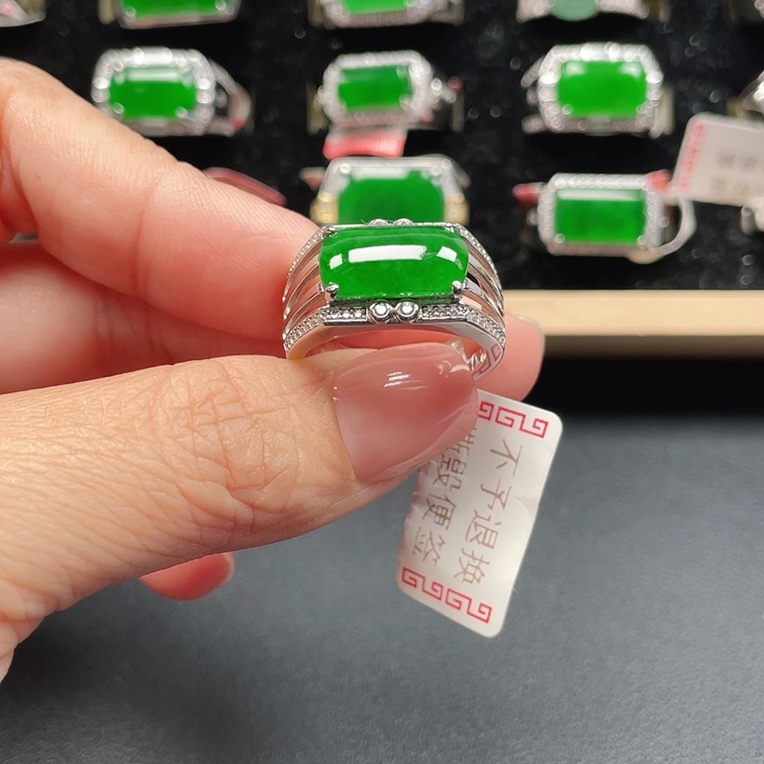 翡翠银S925镶嵌戒指编号没1641运费险
