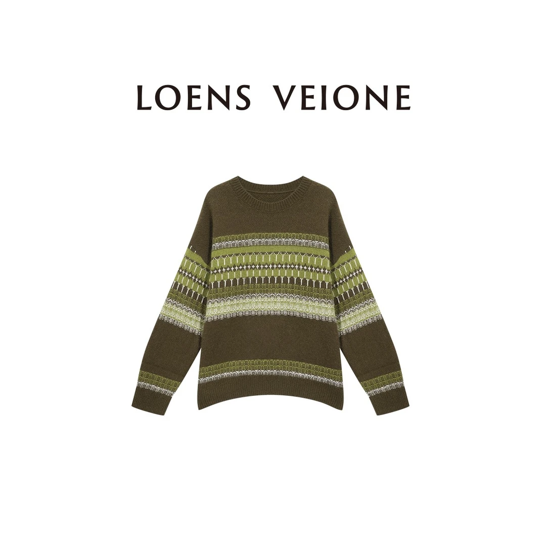 LOENS VEIONE/罗拉【鲲之梦境】宽松针织条纹设计毛衣23CVDA0731N