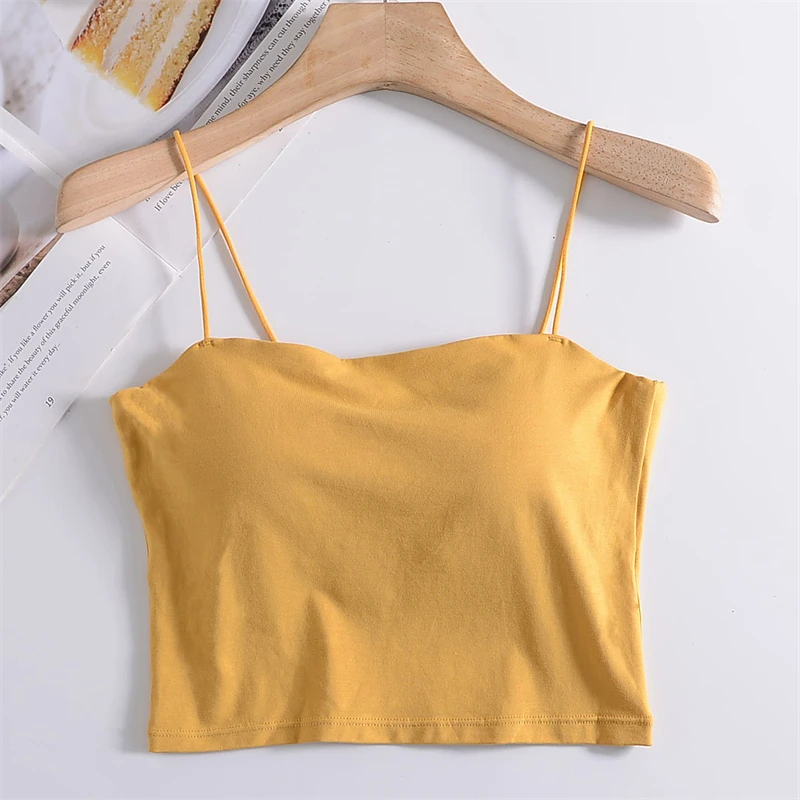2025年新款露肩美背性感露脐细肩带一字领吊带女夏季短款内搭打底