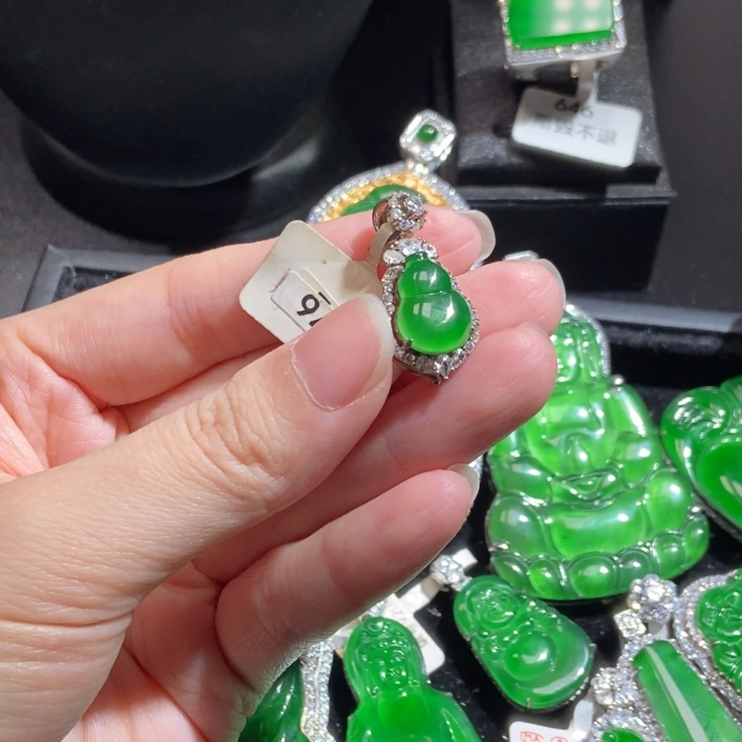 翡翠银S925镶嵌吊坠(不含链)