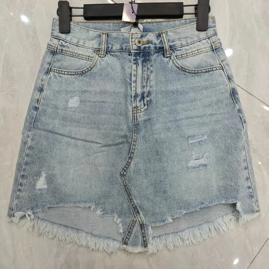 1166高腰中腰厚款显瘦短裙时尚浅蓝三分裤夏季春夏无弹