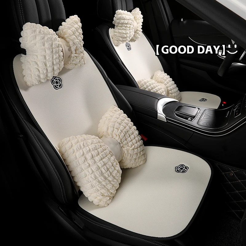 汽车坐垫四季通用夏季布艺座椅套高级感女生车内装饰小蛮腰座垫套