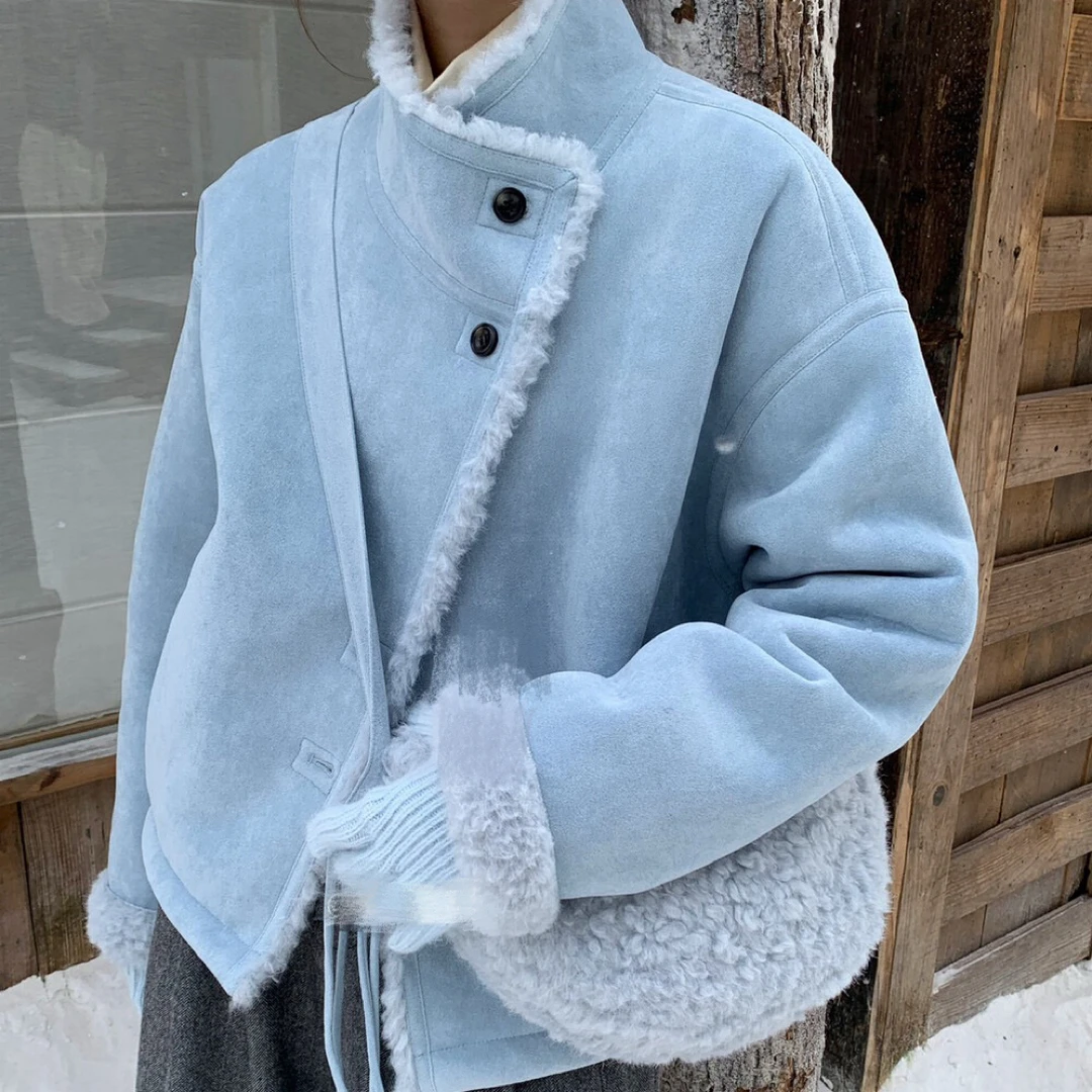 冬季新款女士高级感加厚保暖毛毛外套