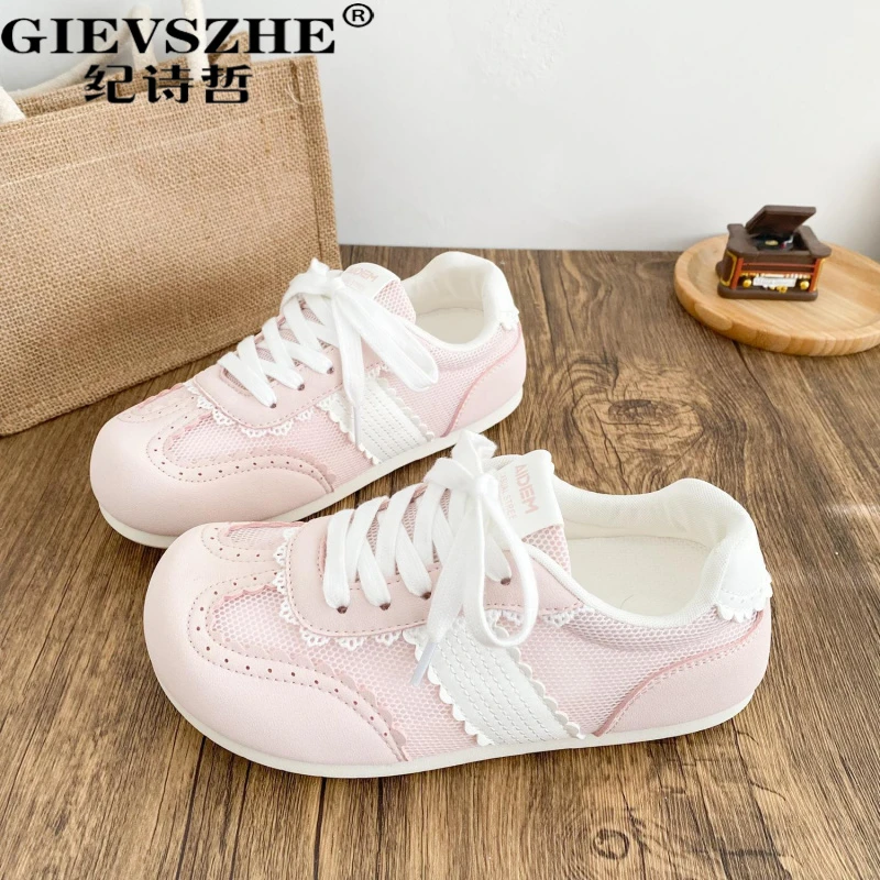 纪诗哲时尚潮流小白鞋女夏季新款透气网面小众轻便德训百搭板鞋