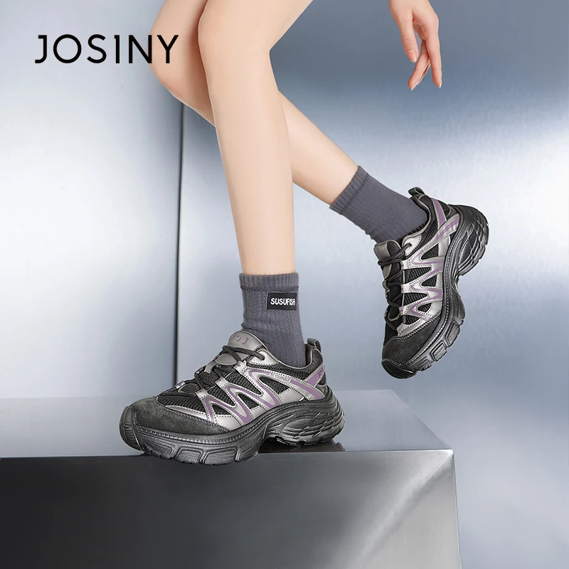 卓诗尼厚底老爹鞋女款2025新款秋冬户外徒步鞋百搭轻便休闲运动鞋