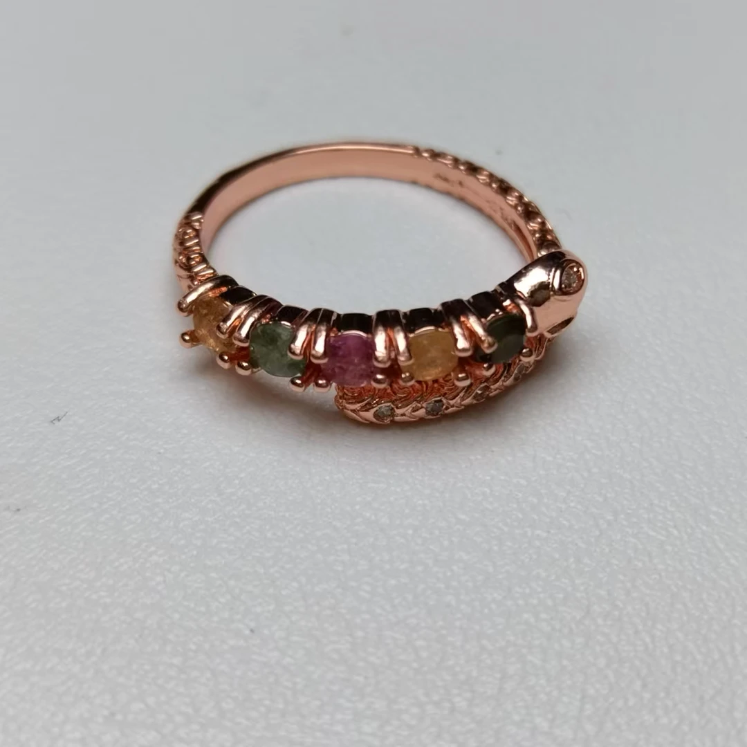 【侯总甄选】彩虹碧玺戒指（蛇形设计款）