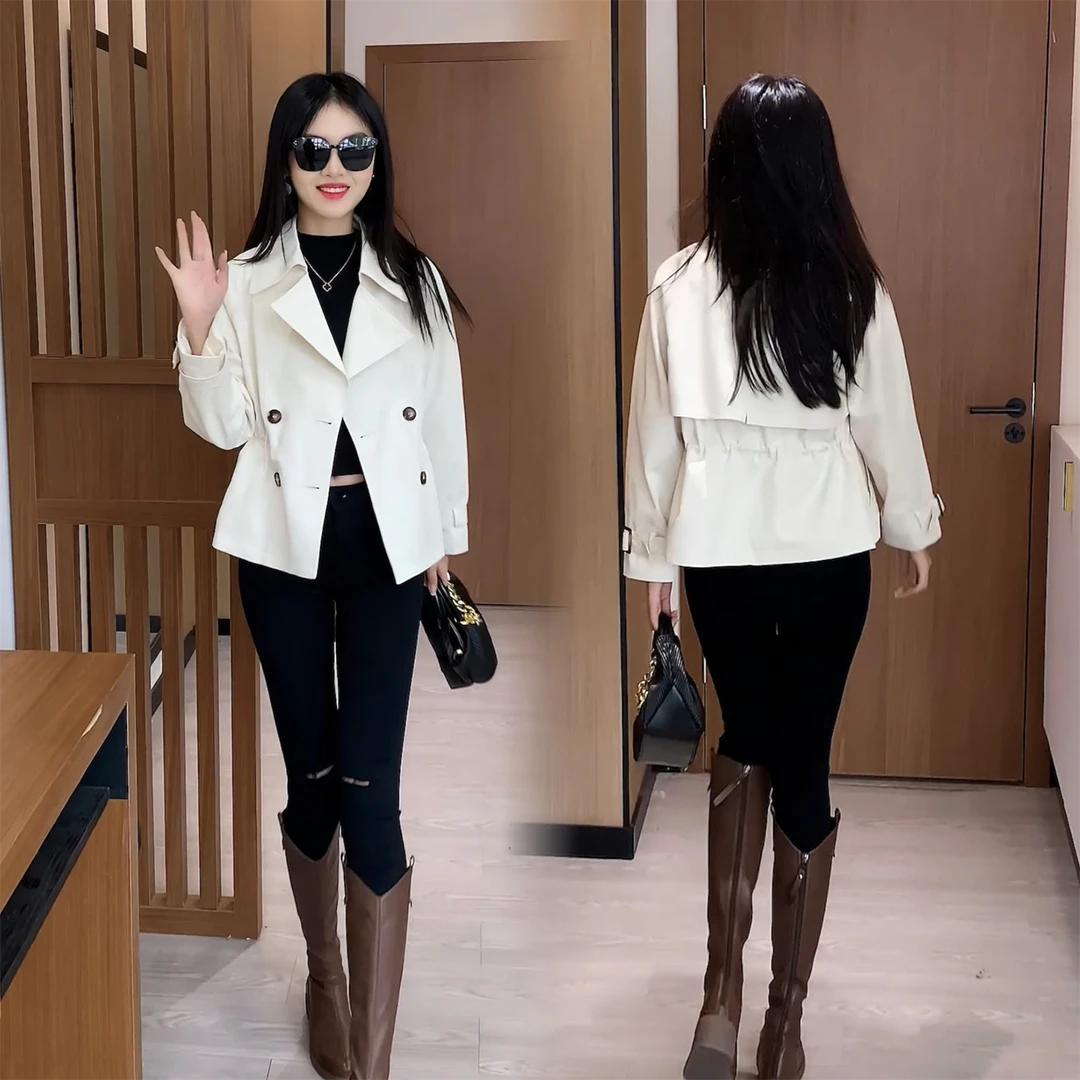 La babite风衣短外套女秋季新款时尚洋气显瘦小个子短款百搭上衣