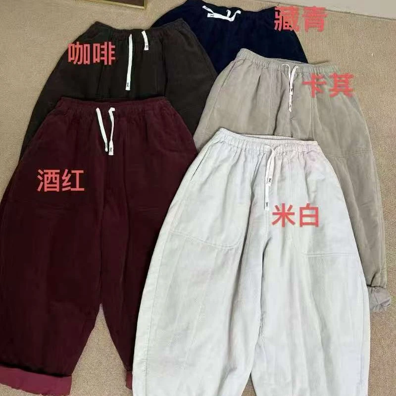 862冬季新款细灯芯绒炒色加棉老爹裤