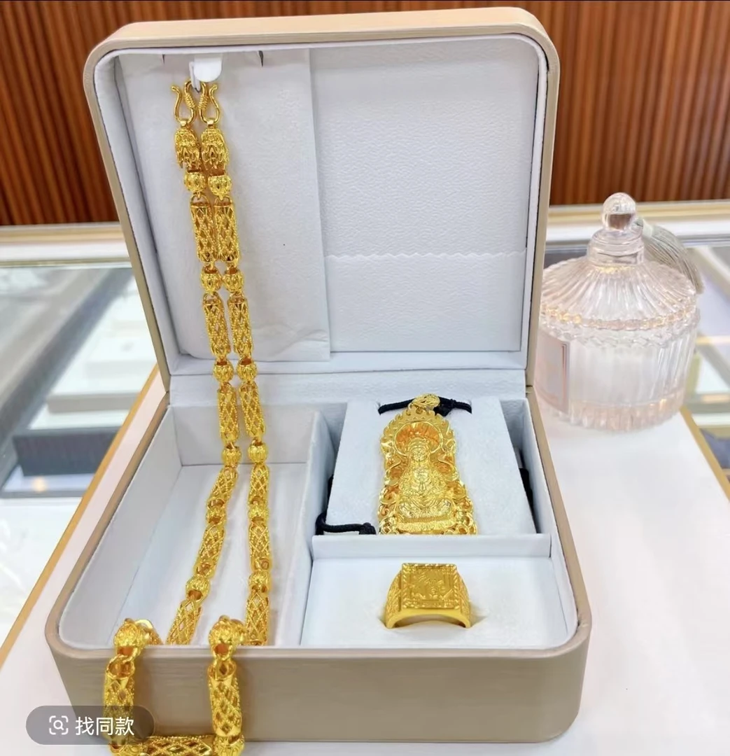 《抖音好物》 孟..加拉赤-金.豆豆提炼手工改款男款【竹节项链】