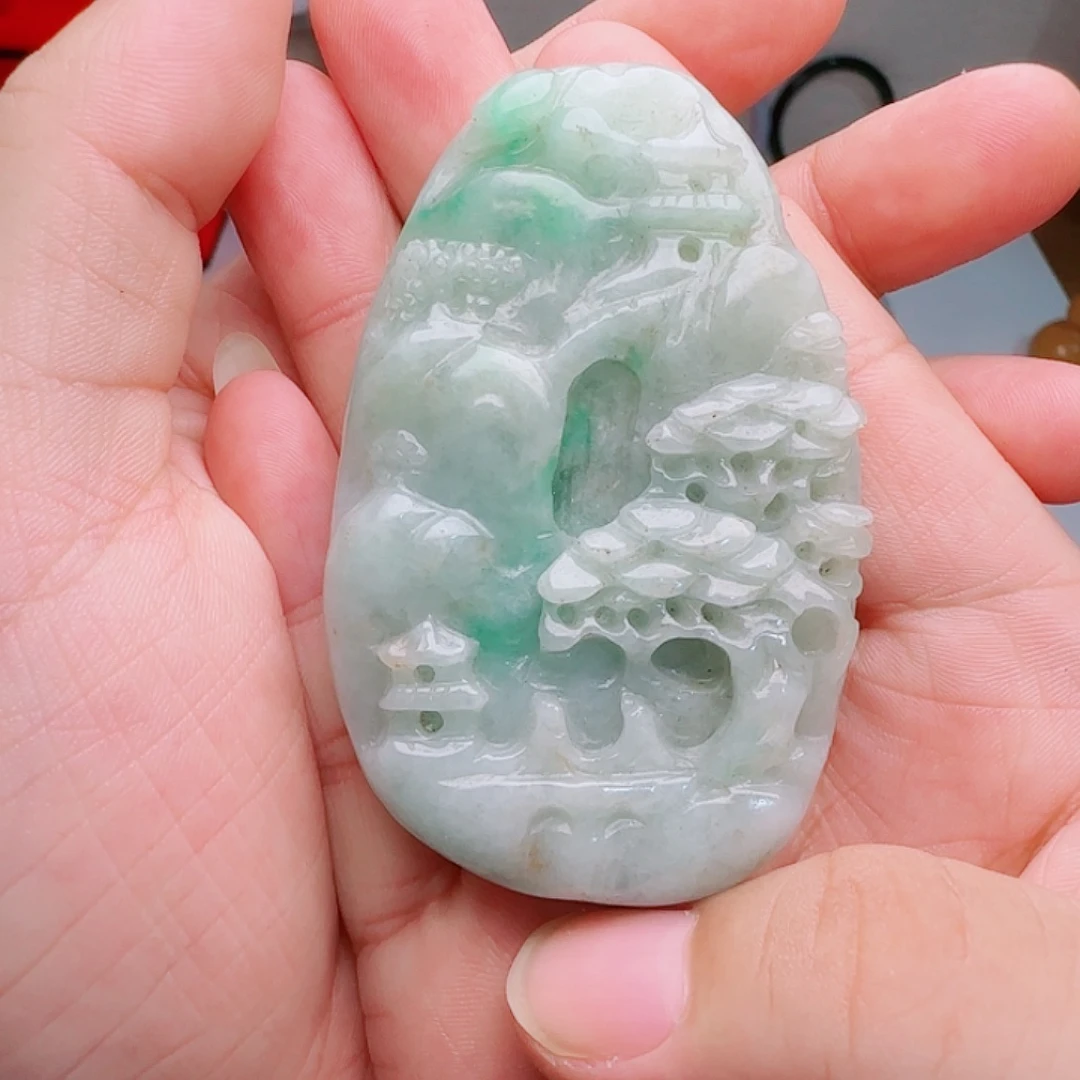 颈饰未镶嵌翡翠山水牌