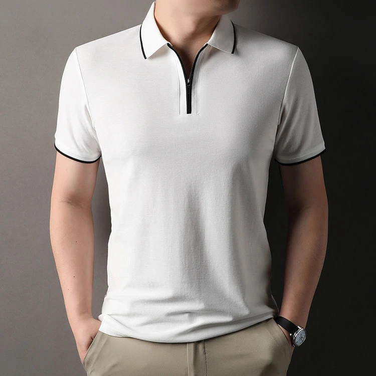 鄂尔多斯市产常规款夏季轻柔翻领polo衫透气上衣商务男士时尚潮流
