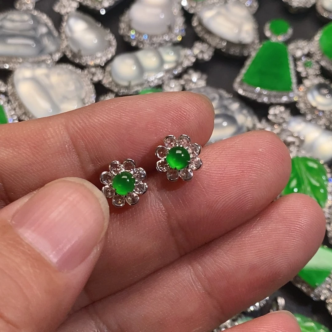 翡翠耳饰未镶嵌耳钉