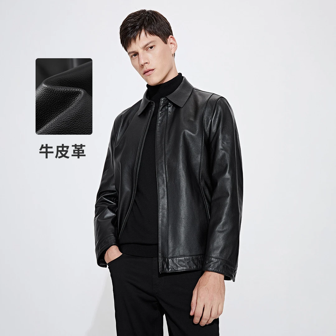翻领时尚短款帅气春秋男士机车风皮衣保暖