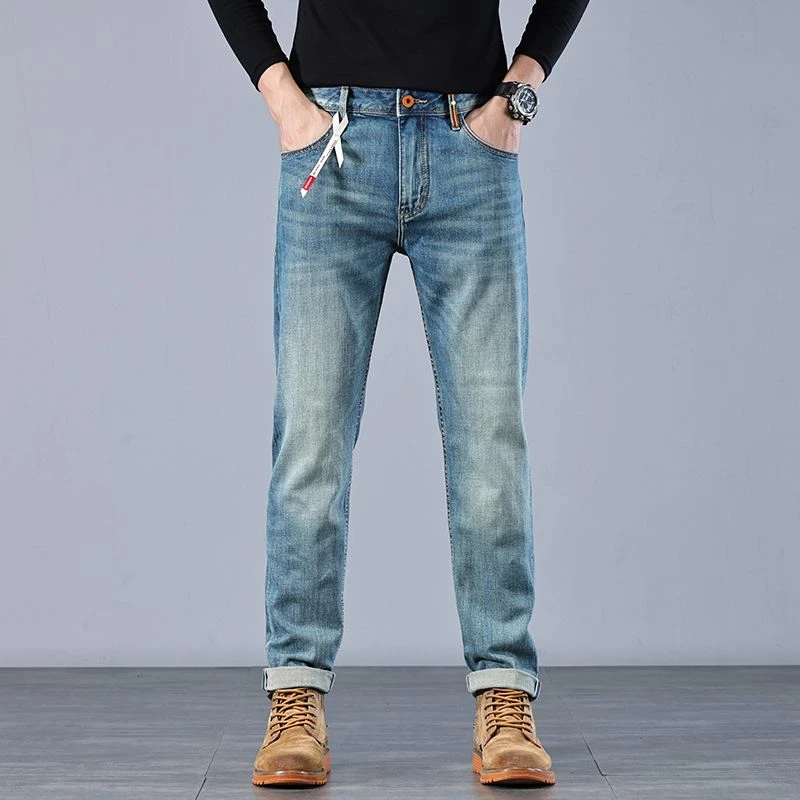 2025春夏新款高端赤耳丹宁修身小直筒时尚休闲男士夏季裤子薄款