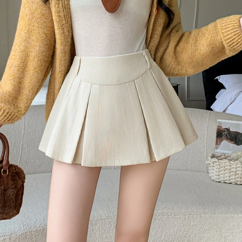 灯芯绒百褶裙短裙2025新款韩版秋冬设计时尚显瘦高腰防走光半身裙