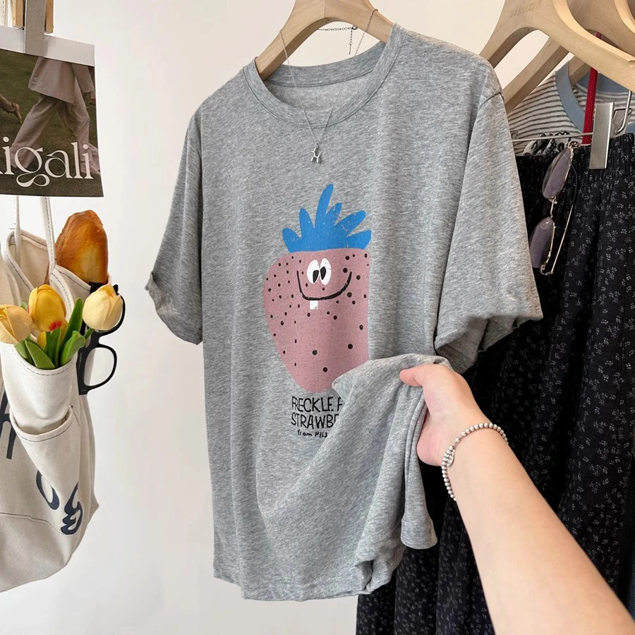 2025新款爆款夏季薄款短袖T恤女宽松显瘦雪花棉大码胖mm上衣2