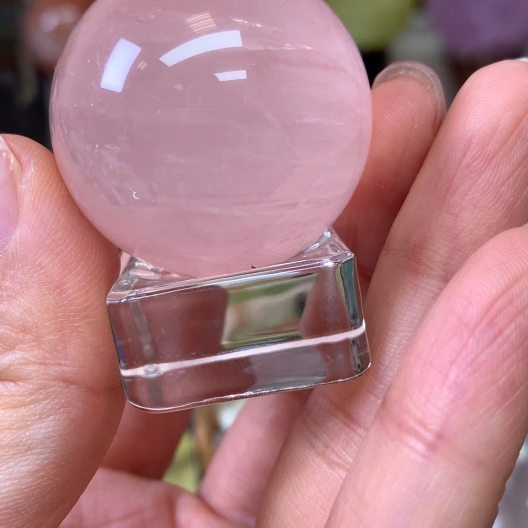 水晶珠宝半成品未镶嵌粉水晶球