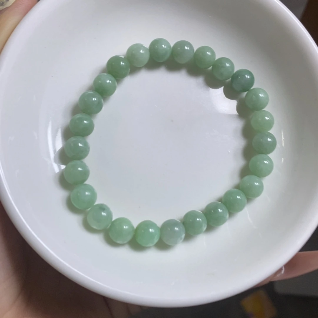 翡翠未镶嵌手链果绿卡7