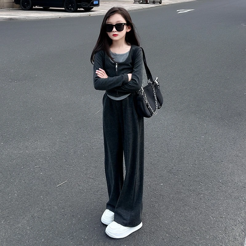 女童秋季新款洋气时髦两件套2025女孩早秋童装休闲针织套装中大童