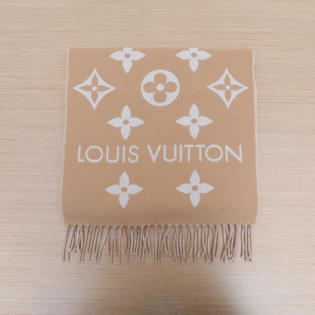 99新 LouisVuitton/路易威登 【黑黑】 棕色 羊毛 围巾 老花
