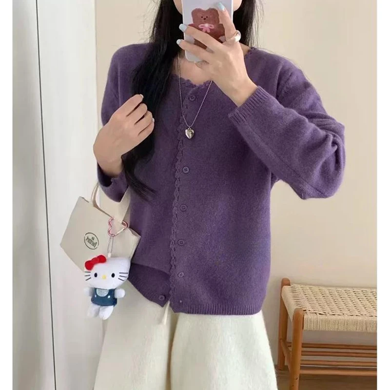 【丹姐家~蜜熊绒开衫！高品质】韩系温柔风纯色针织开衫女