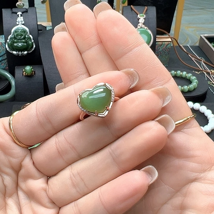 和田玉银S925镶嵌戒指