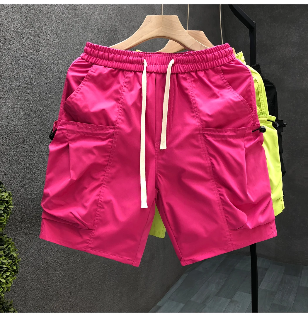 夏季新款短裤潮流纯色五分裤简约工装裤男士薄款透气宽松休闲裤